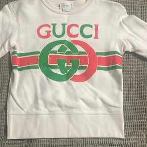Gucci Kids White and Green Logo Sweatshirt